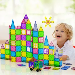 120pcs STEM Magnetic Tiles Blocks Set w/ Storage Box Keezi