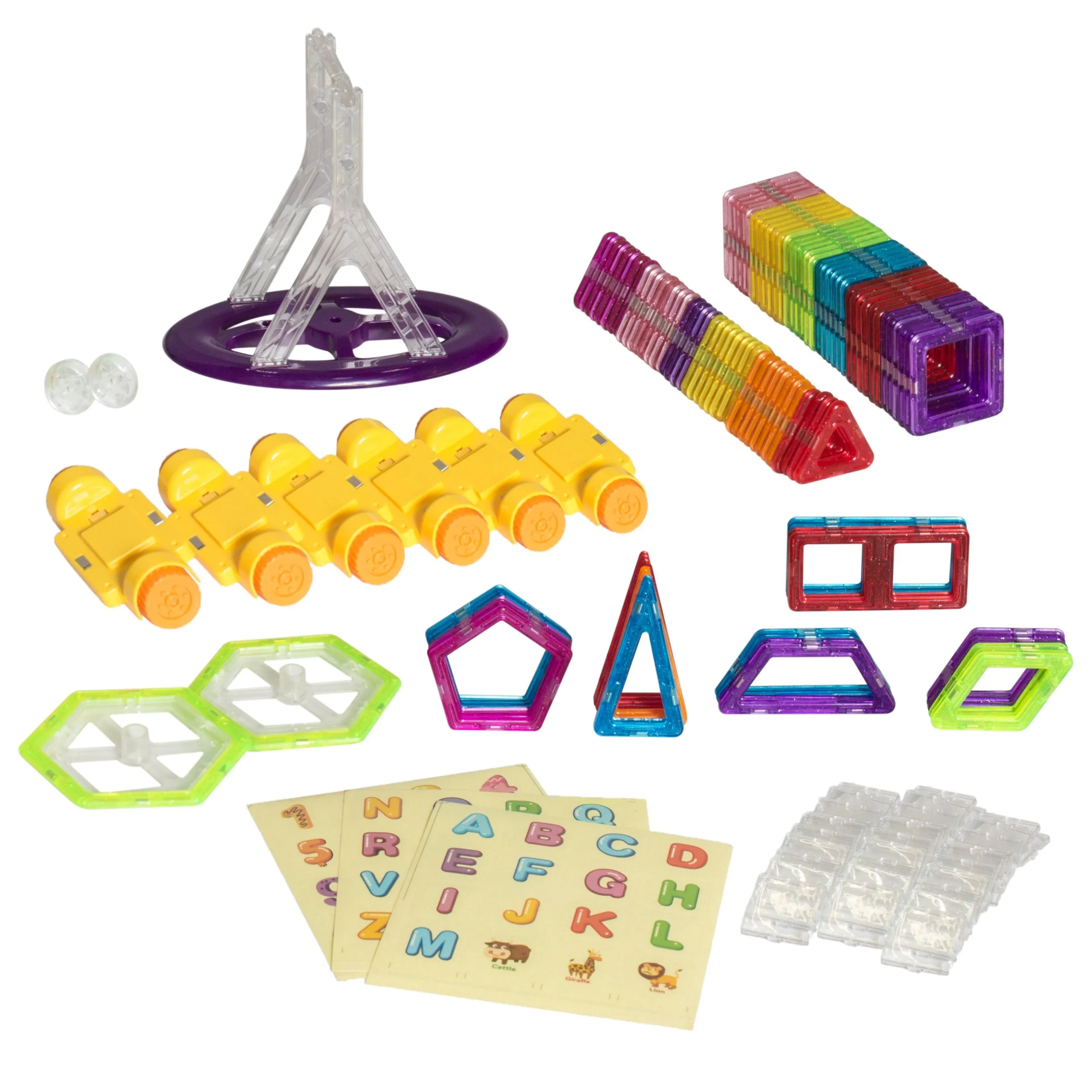 158-Piece Kids Clear Magnetic Building Block Tiles Toy Set - Multicolor