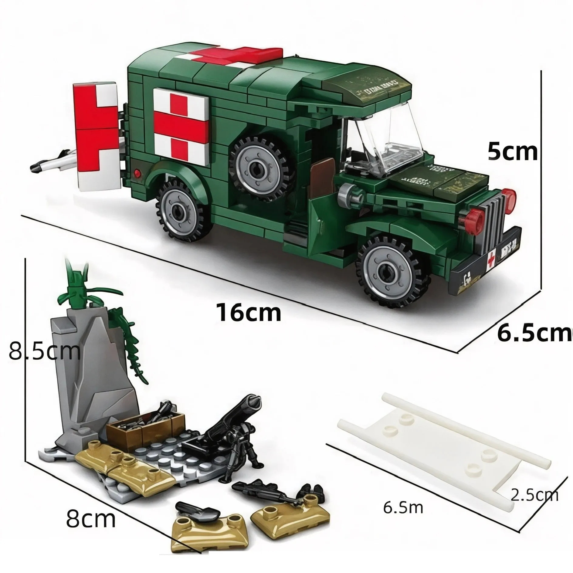 262 Piece Military WW2 Ambulance Building Blocks Toy Bricks Set | General Jim's Toys