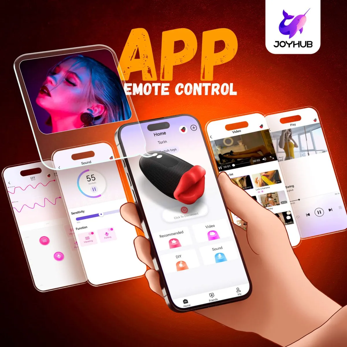 App Control Big Month Tapping and Vibrating Trainer and Masturbator