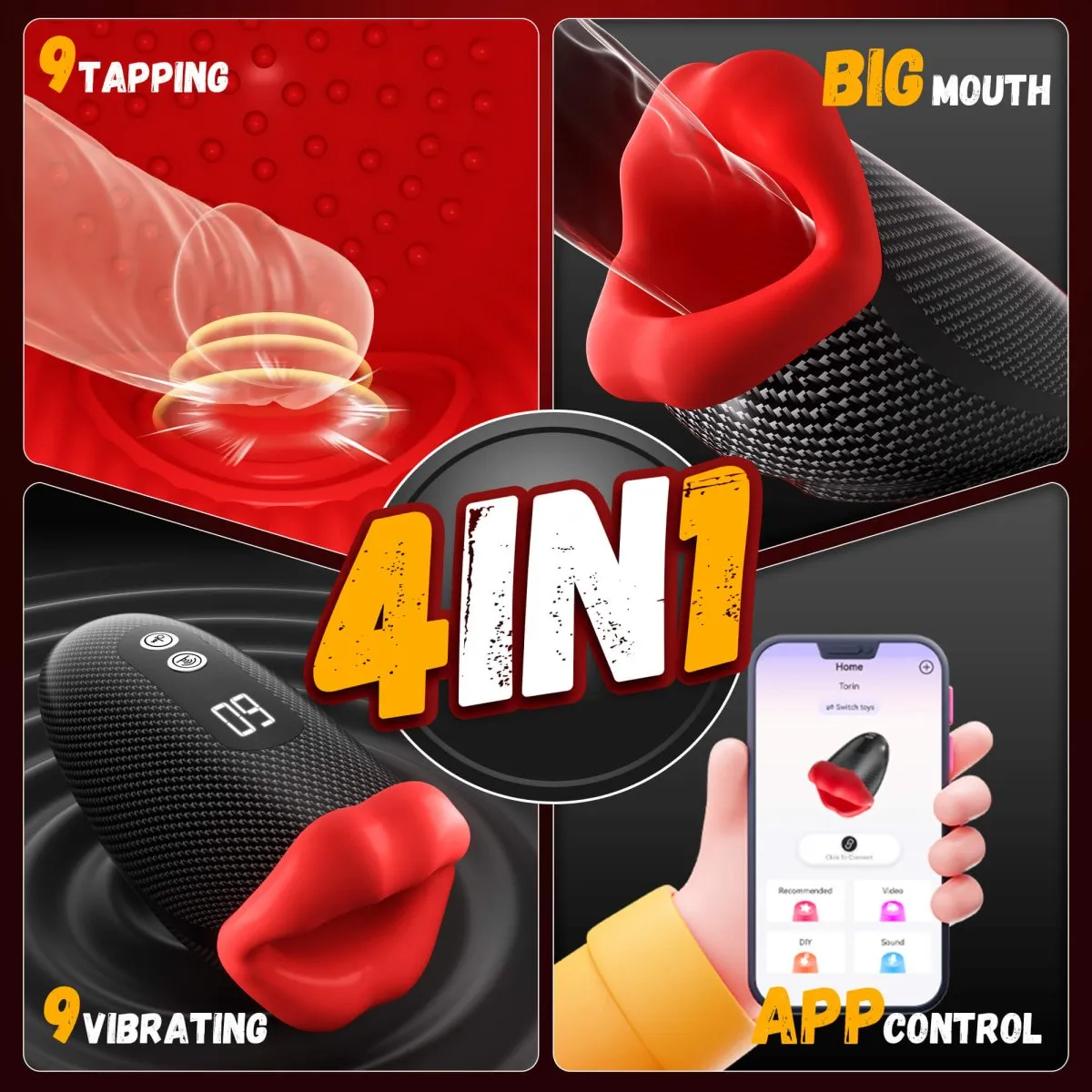 App Control Big Month Tapping and Vibrating Trainer and Masturbator