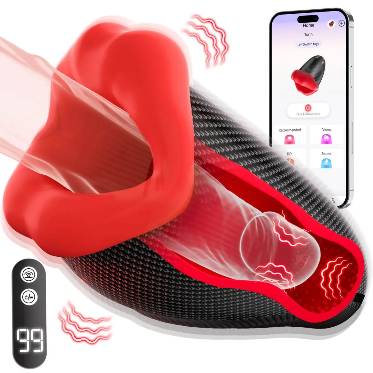 App Control Big Month Tapping and Vibrating Trainer and Masturbator