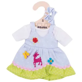 Blue Spotted Dress with Deer  - for 38cm doll