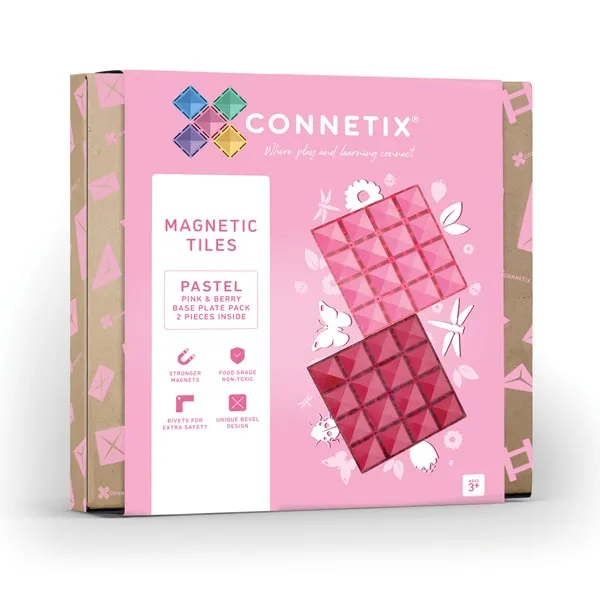 Connetix 2 piece pink and berry base plates