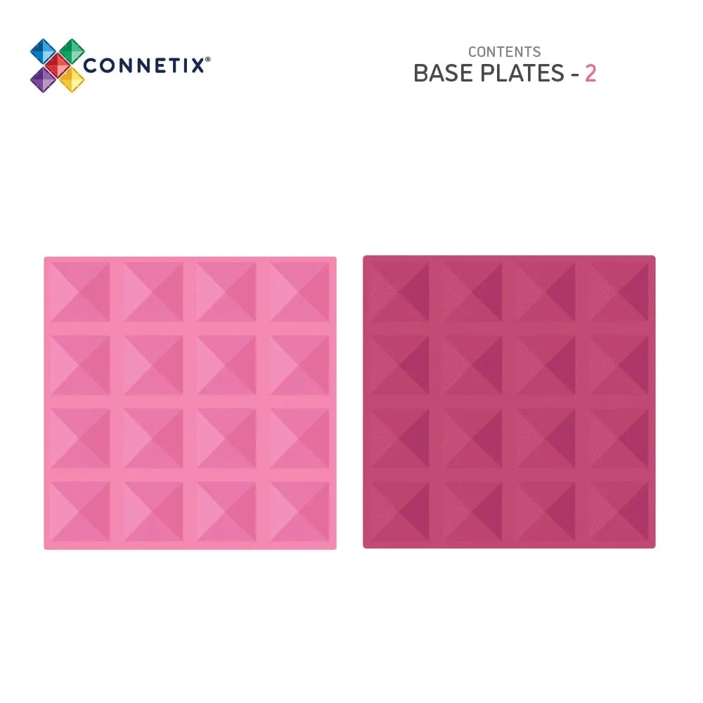 Connetix Magnetic Tiles Pastel Pink & Berry Base Plate 2 Pack