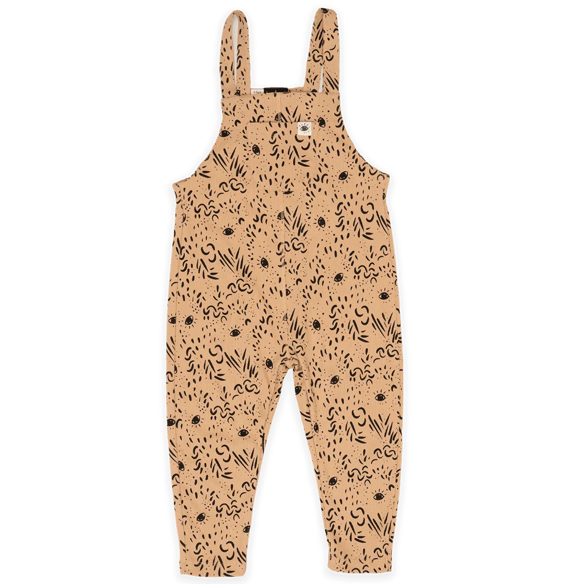 'Eyes' Organic Cotton Rib Dungarees Overalls