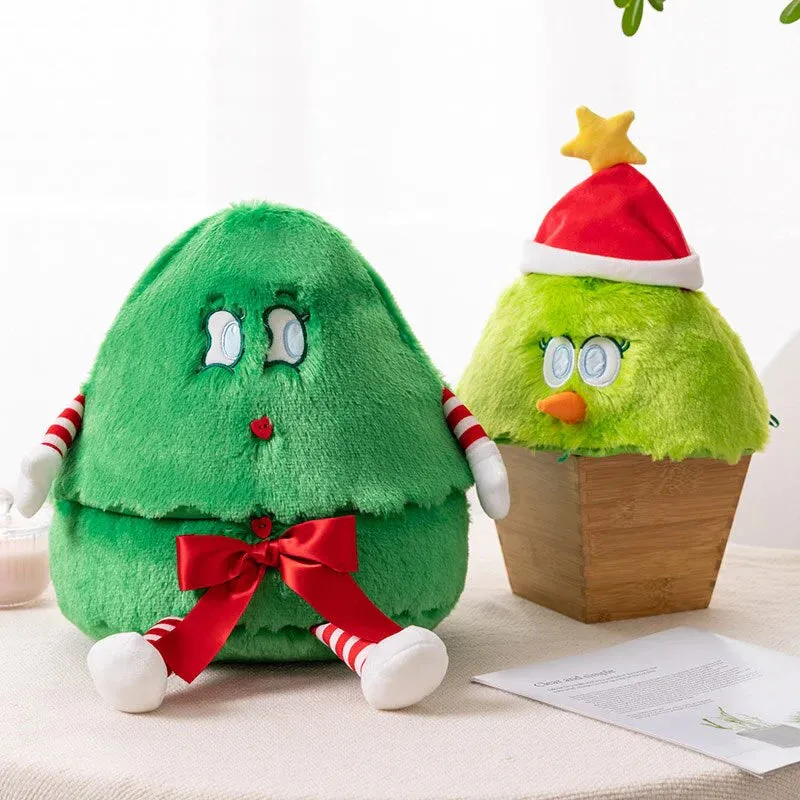 Funny Kawaii Christmas Tree Plushies with Removable Hat