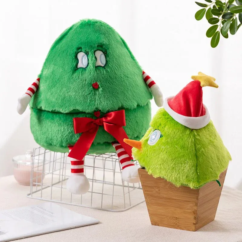 Funny Kawaii Christmas Tree Plushies with Removable Hat