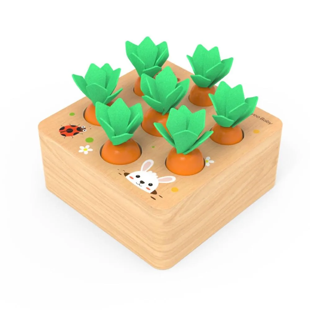 Harvest Carrot Kids Wooden Montessori Toys Block Set Children Size Cognition Shape Matching Carrot Game Early Education Toys