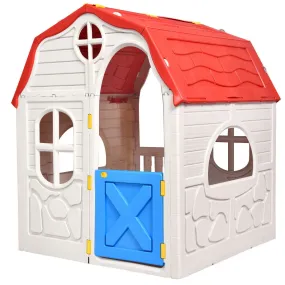 Kids Cottage Playhouse Foldable Plastic Indoor Outdoor Toy