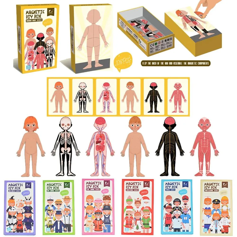 Kids Magnetic Human Body Cognitive DIY Puzzles Early Learning Educational Toy Funny Gift For Children Dressing Jigsaw