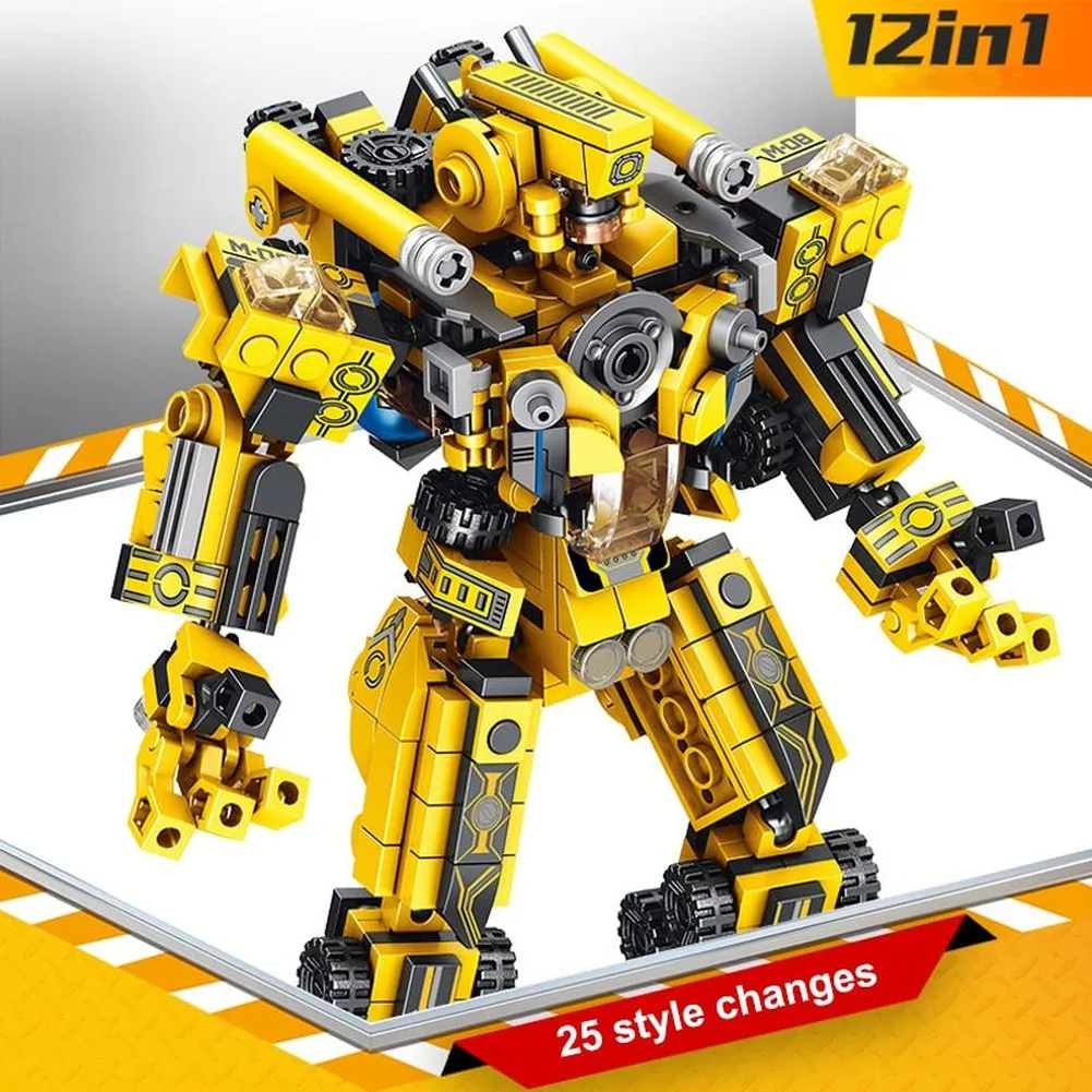 MOC  Compatible  Mechanical Transformation Robot Building Bricks Creative Assembling Educational Car truck Figure Blocks  toys