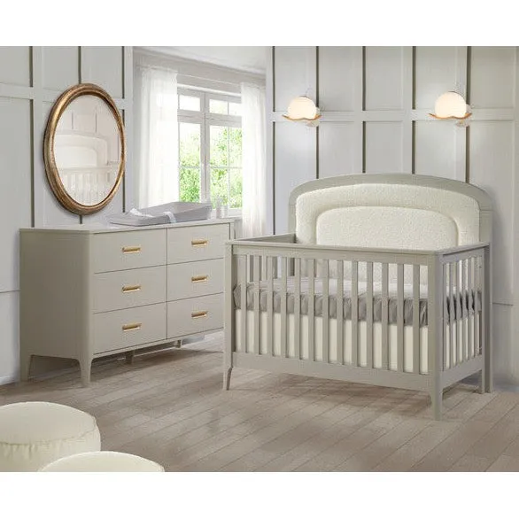 Natart Palo 5-in-1 Convertible Crib with Upholstered Panel Bouclé Beige