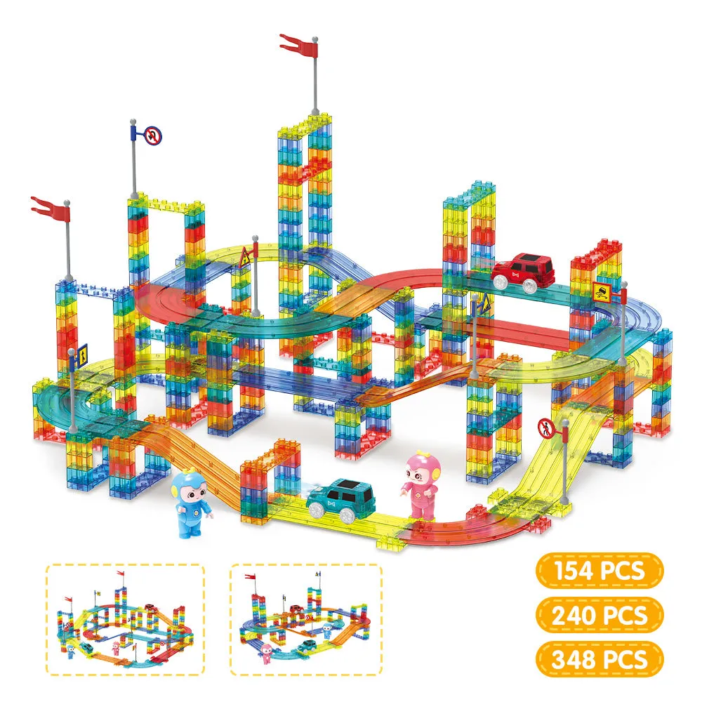 Playpals Railcar Magnetic Tiles Block Educational Toys Child Gift 154/240/348PCS