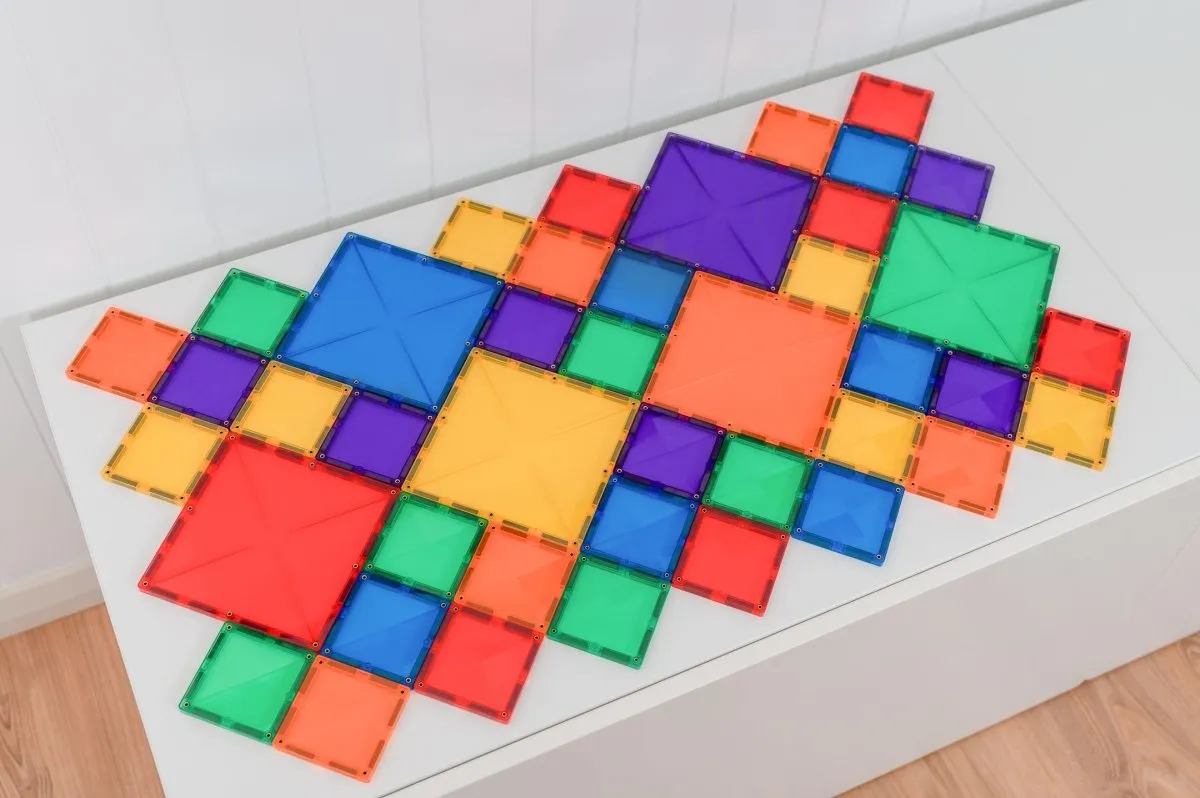 Rainbow Square Pack 42 pc - Connetix Tiles