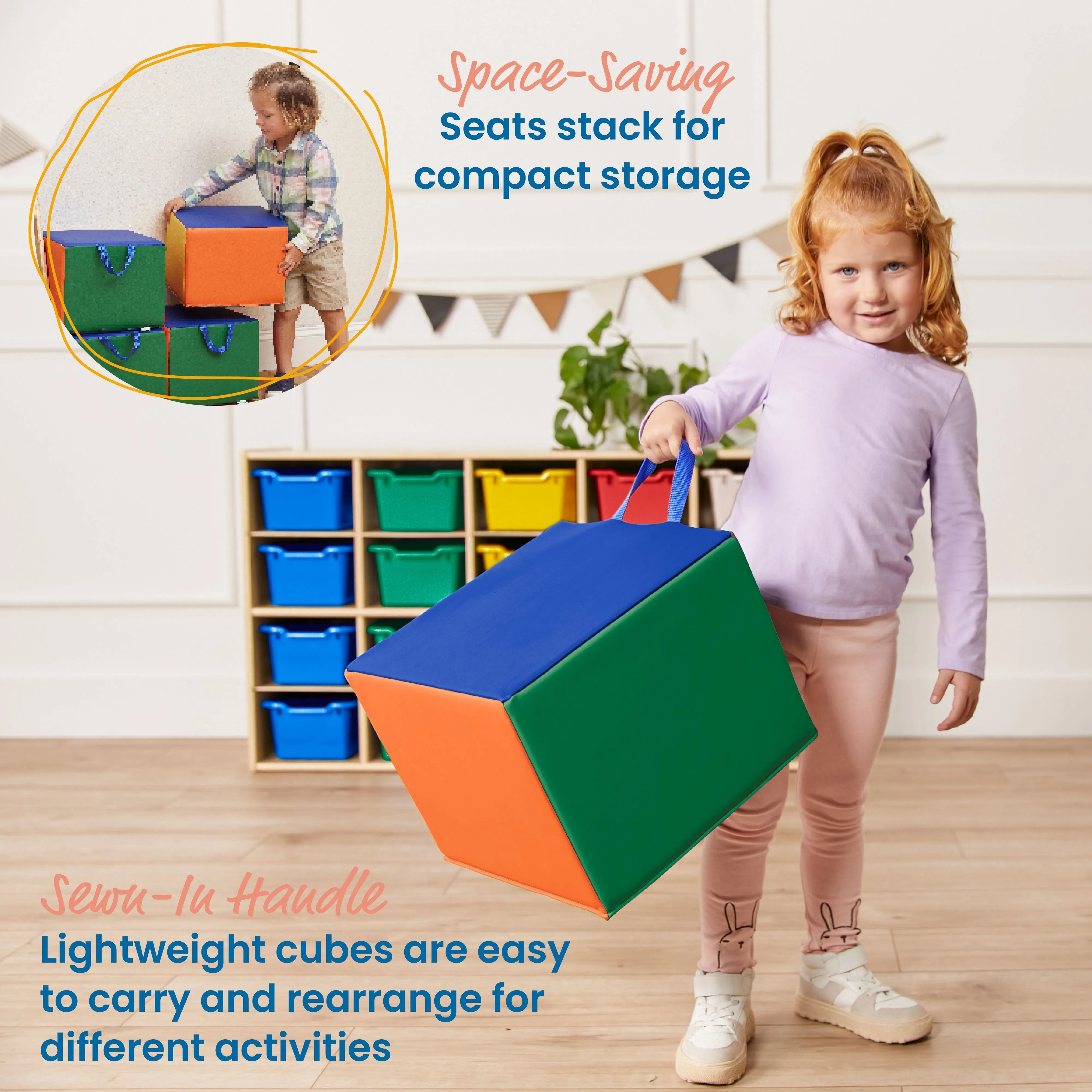 SoftZone Children's Cozy Cubes, Flexible Seating, 4-Pack