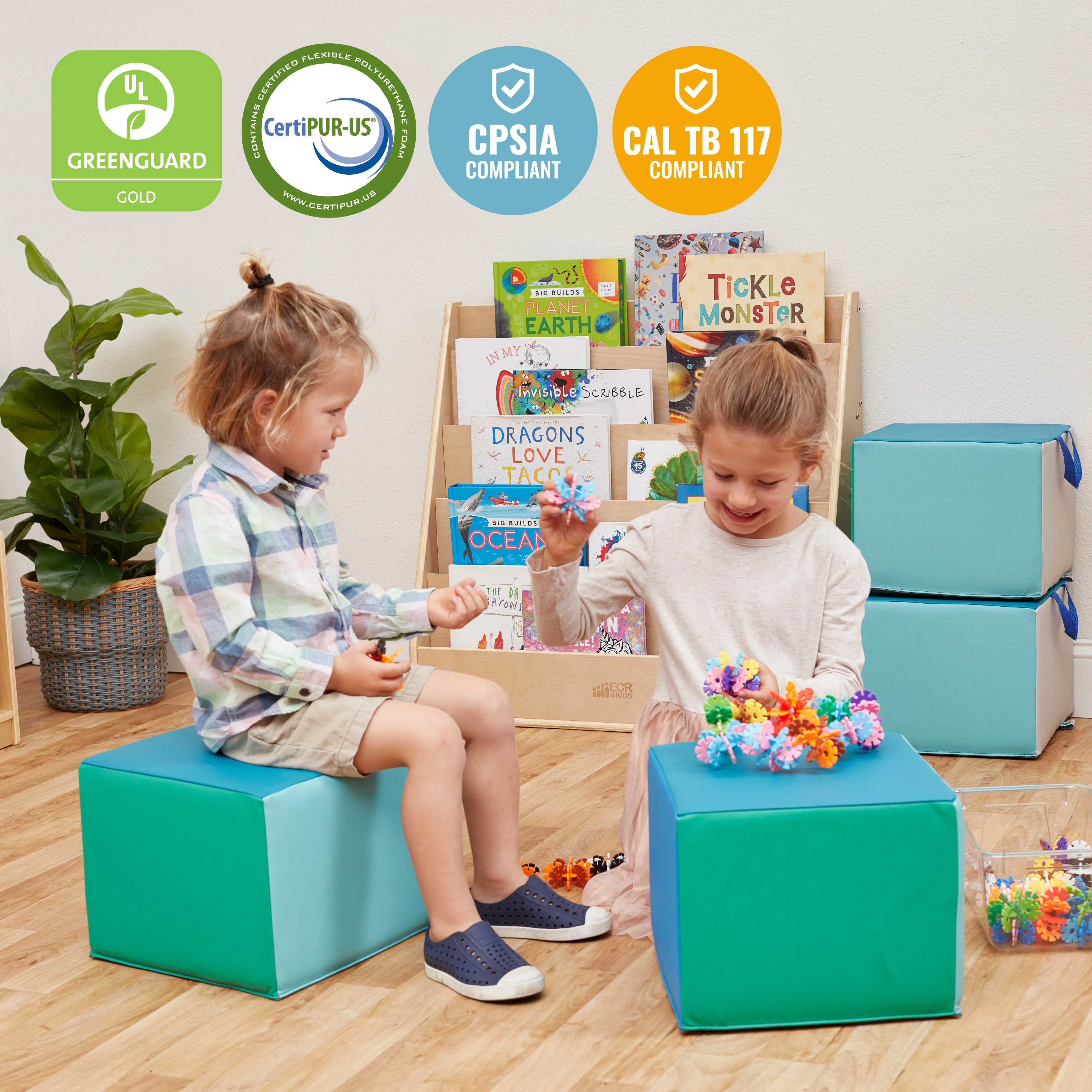 SoftZone Children's Cozy Cubes, Flexible Seating, 4-Pack