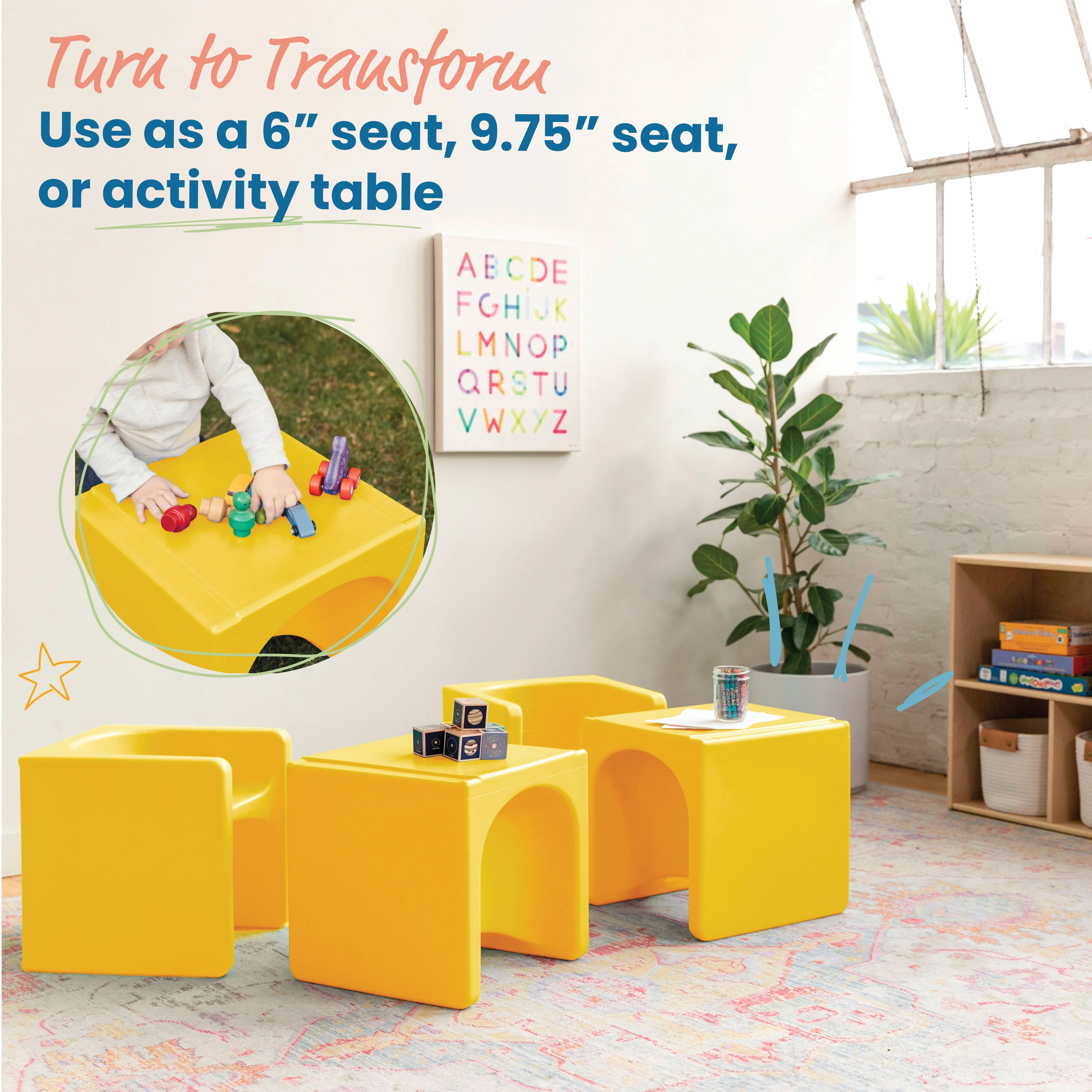 Tri-Me 3-In-1 Cube Chair, Kids Furniture