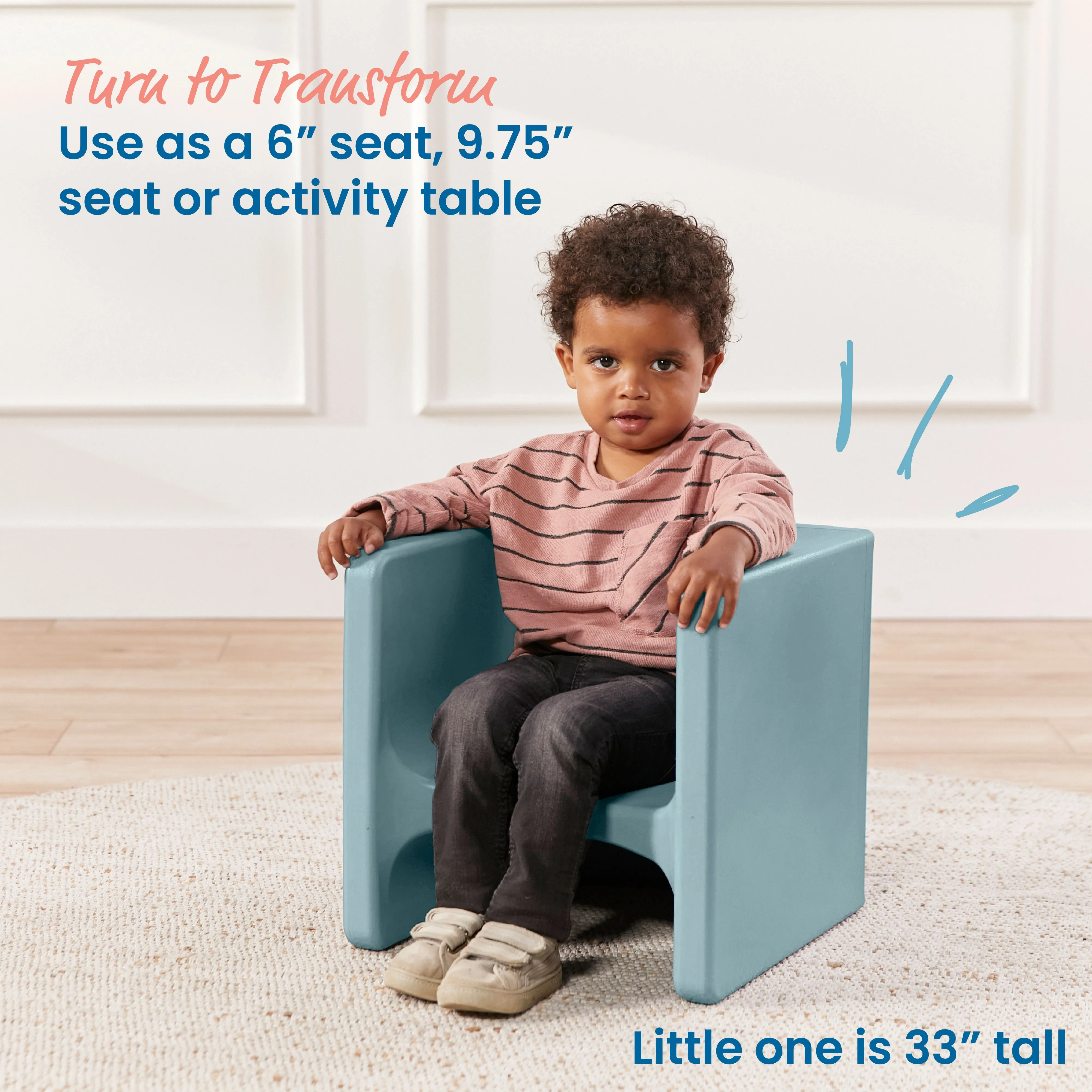 Tri-Me 3-In-1 Cube Chair, Kids Furniture